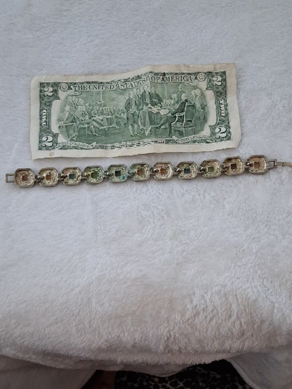 Vintage Multicolor Tile Bracelet with Silver-Tone Links - Picture 3 of 3
